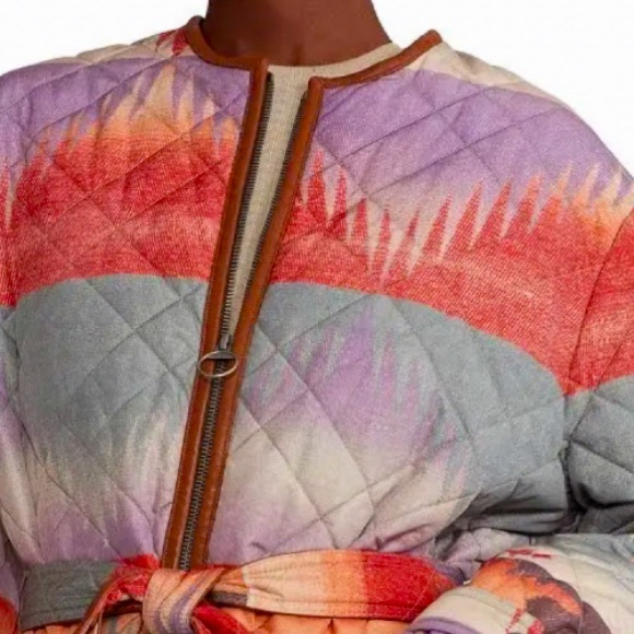 POLO RALPH LAUREN Quilted Colorful Southwestern Jacket Real Leather Trim XXL NEW - Picture 6 of 12